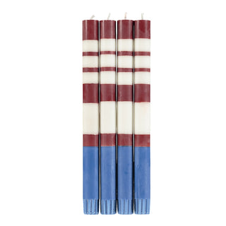 Striped Red, White & Blue Candles (Set of 4)